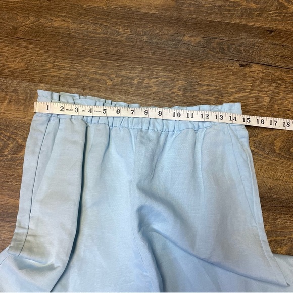NEW Ann Taylor Pant Womens Medium Blue Linen High Elastic Waist Wide Leg Palazzo - Picture 3 of 9